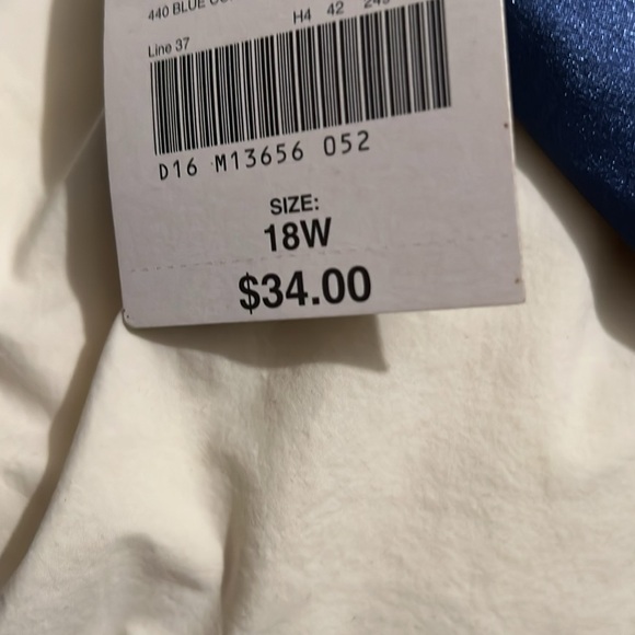 Laura Scott blue satin Button Up Long Sleeve Blouse,, Size 18 - Picture 3 of 5